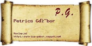 Petrics Gábor névjegykártya